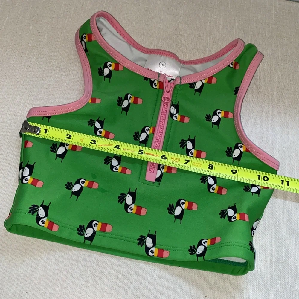 Hanna Andersson Swim Tank Green Pink Toucan Birds Quarter Zip Size 110 Girls 5 T